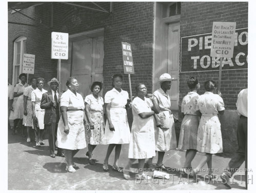 Image is of the Local 22 Union of Winston-Salem, NC, in a picket line in 1946